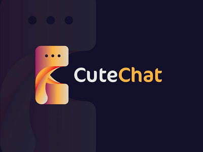 cutechat golden c letter logo