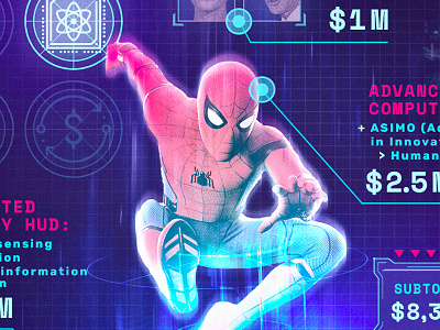 How Much Would a Real-Life Spider-Man Super-Suit Cost? comic books digital art editorial design fandom graphic design infographic marvel marvel comics mcu peter parker photomanipulation spider-man spiderman superhero tom holland