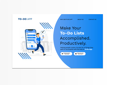 To Do App - Blue app branding design illustration minimal typography ux web