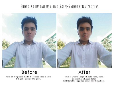 Photo adjustments and skin-smoothing process