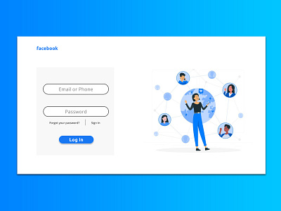 Facebook: Redesigned Log In app facebook figma illustraion minimal prototype typography ui web design