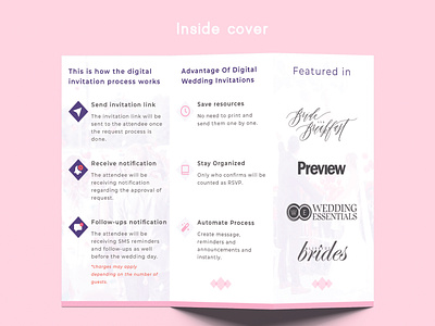 Digital Wedding Invitation Flyer (Inside cover) design graphic design minimal mockup photoshop print typography