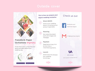 Digital Wedding Invitation Flyer (Outside cover) design flyer minimal mockup photoshop print typography