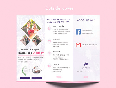 Digital Wedding Invitation Flyer (Outside cover) design flyer minimal mockup photoshop print typography