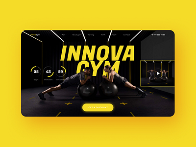 Main page of InnovaGym design figma figmauxuiwebdesigndribbledesign fitness fitness club pinterest sport ui ux uxui web website