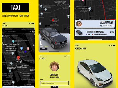 Taxi: Move around the city like a pro 3d adobe dimension app booking branding cab booking app clean figma figmadesign flat graphic design icon minimal taxi app taxi booking app uber ui ux web yellow