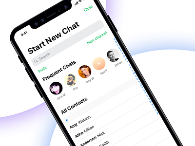Start a new chat chat chatapp contacts directory iphonex shortcut sketch uidesign uxdesign