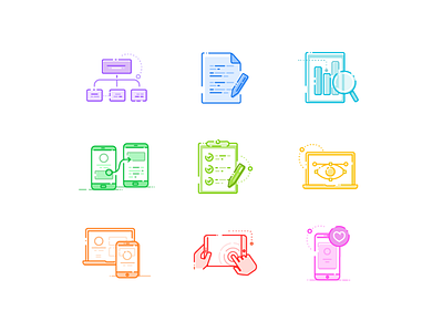 UX icons data analysis design process icon illustrations icon pack icons information architechture line icons prototyping ui ui design ux ux icons ux process visual design wireframing