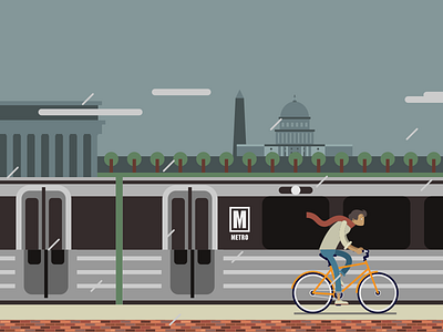 Washington DC animation bicycle capitol dc flat hipster illustration minimalism storyboard washington wip