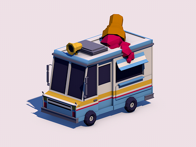 Ice Cream Truck 3d c4d ice cream isometric low poly truck