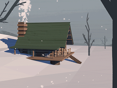 Somewhere Colder. 3d after effects animation c4d cabin crisp log cabin low poly motion winter woods