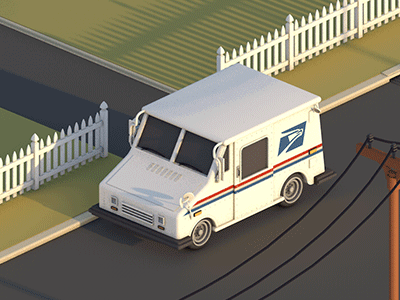 Postal Service 3d animation c4d mail minimal postal service truck