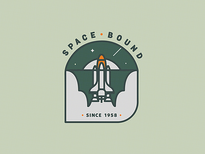 Space Bound badge bound illustration line moon nasa rocket shuttle space