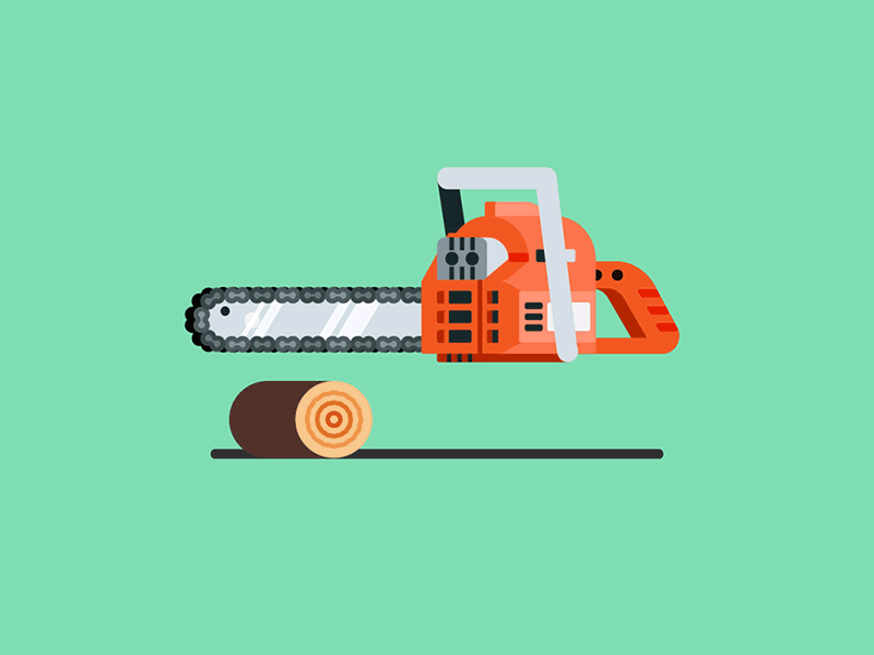 Chainsaw Animated animation chainsaw design flat gif illustration motion outdoor rumble tool wood