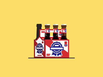 It's basically Friday. beer flat hipster illustration pabst blue ribbon pbr series six pack
