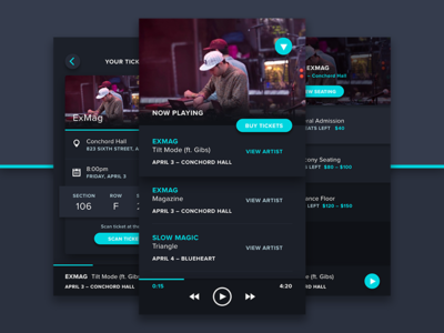 LiveList app concert dark ios iphone music screen ticket ticketing ui web