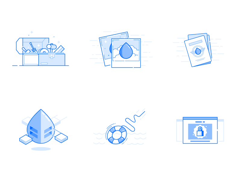 Updated Empty States! blue digitalocean empty states flat gif icons illustration set stroke