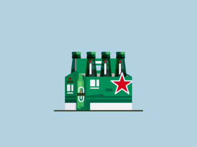 Heineken beer bottles brews brewskies flat friday heineken illustration