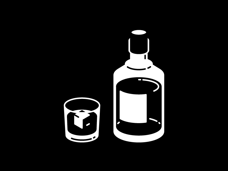 Bottoms Up icon minimal illustration bottle glass whiskey