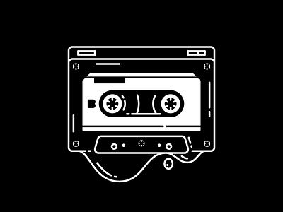 Cassette blackformat cassette hot icon illustration mixtape