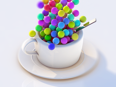 Coffee 3d c4d coffee cup gumballs plate