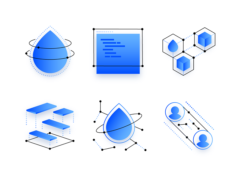 Icon Explorations networking storage api droplet explorations illustration icon digitalocean