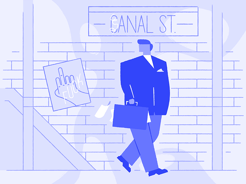 Bittersweet bittersweet blue flat illustration businessman subway new york city canal street nyc
