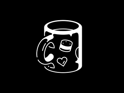 Precious black and white cup honeybun illustration inktober minimal mug vectober vector