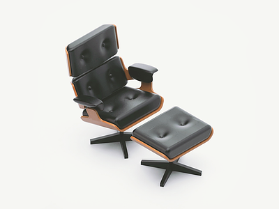 Chair & Ottoman 3d model chair eames eatsleepvector furniture living room naptime render