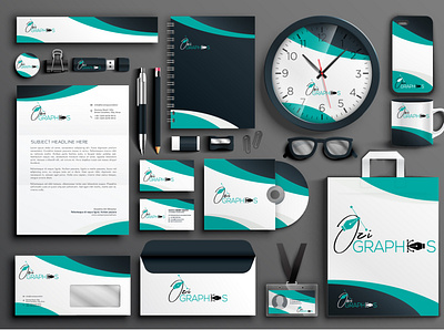 Complete Brand Identity of a Business adobe illustrator best design best shot brand identity business card bussines coverletter envelope design folder design letterhead logo mockup new ozi graphics