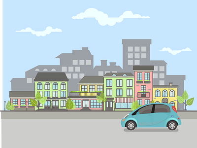 eco car in the city design graphic design illustration vector