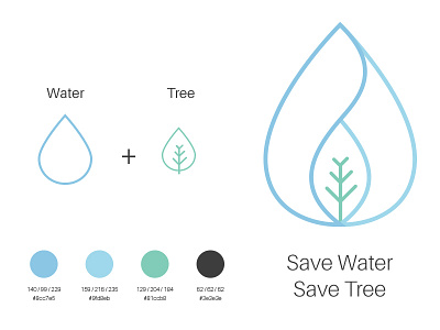 Save Water, Save Tree - World environment day 2015 branding clean environment logo logo design symbol tree water