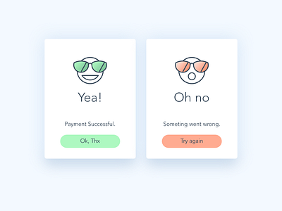 Flash message 011 dailyui emoji error flash message minimal payment popup smiley success