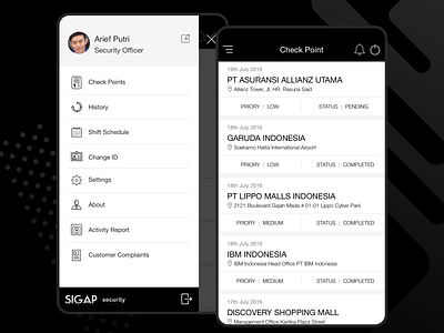 Security app list and menu clean flat interface minimal security app ui