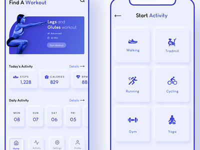 Health & Fitness App android app fitness app health app ios app java javascript mobileappdevelopment photoshop php swift ui ux webdevelopment