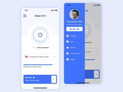 Orizon VPN app app concept cybersecurity datasecurity design figma freevpn hacking internet privacy security tech technology ui ux virtualprivatenetwork vpn vpn app vps wifi