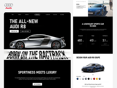 Audi R8 Landing Page audi auto automobile automobile landing page automobiles automotive bikes bmw carlovers cars design ferrari figma landing page mercedes tesla vehicle voiture webpage website