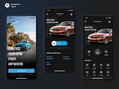 BMW i-Smart Connect Application - (Redesign of My BMW App) app app concept automotive black car car charging car connect car smart control design electric energy figma map navigation remote smart smart car ui ux