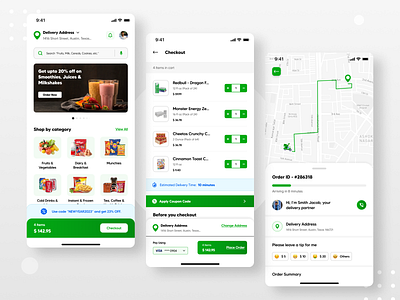 Grocery Market App - Everyday Needs Delivery app concept application branding daily essentials delivery design ecommerce figma food delivery grocery app grocery delivery grocery store minimal mobile app mobile ui online store quick delivery supermarket ui ux
