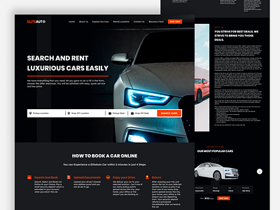 EliteAuto - Car Rental Website automobile booking app car rent car rent service car rental cars design figma luxury minimalistic rent a car rental rental app rental company rental website transport ui ux vehicle website