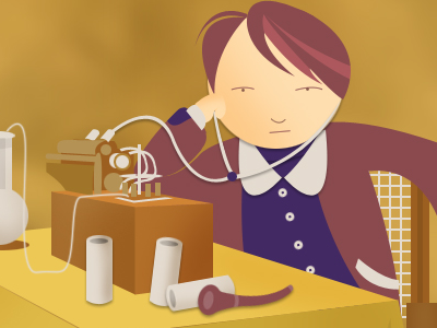 Thomas Edison deep in thought animations illustration sketch