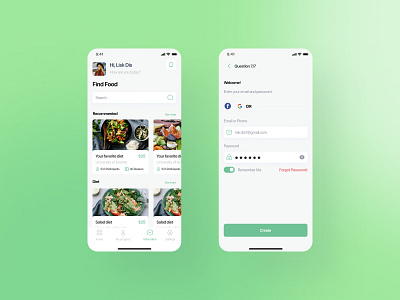 EatSnap app eat food mobile app nutrition registration ui ux