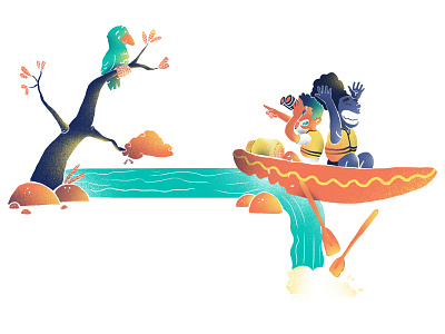 Kayaking art children graphic graphic design illustration illustrator kayak kids water