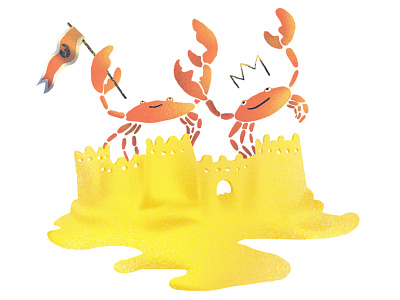 king crabs art beach crabs graphic graphic design illustration illustrator sandcastle