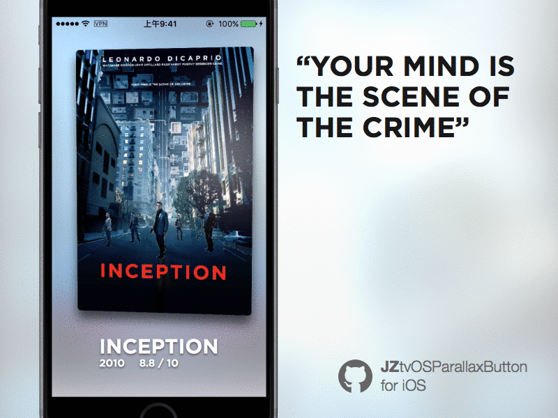 "YOUR MIND IS THE SCENE OF THE CRIME" animation apple button ios movie parallax poster tv tvos ui