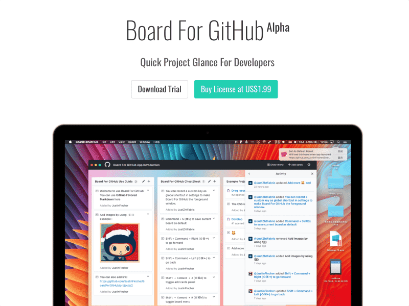 Board For GitHub Launched board github task management trello
