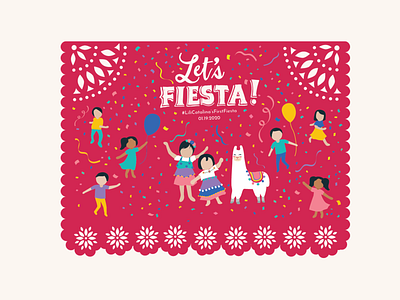 Lili's First Fiesta birthday digital art event fiesta flat flat illustration illustration invites kids illustration kids party kit mexican art mexican fiesta mexican party modern modern illustration