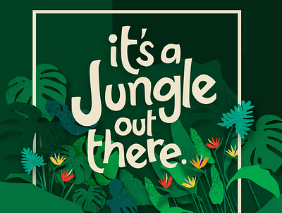 It's a Jungle out there. digital art flat flat illustration graphics illustration jungle leaves modern illustration nature trees tropical leaves