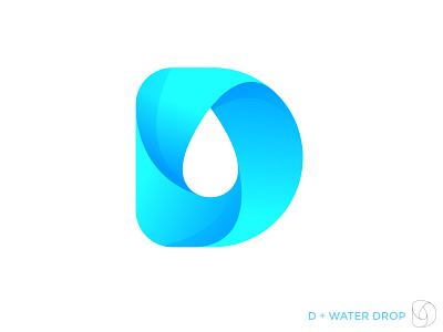 D water drop monogram abstract blue clean concept creative drop down iillustration lettermark logo minimalist modern logo monogram smooth