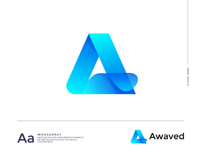 A Water WAVE a mark abstract blue brand identity branding concept creative gradient logo minimal minimalist modern monogram software trend 2021 wave